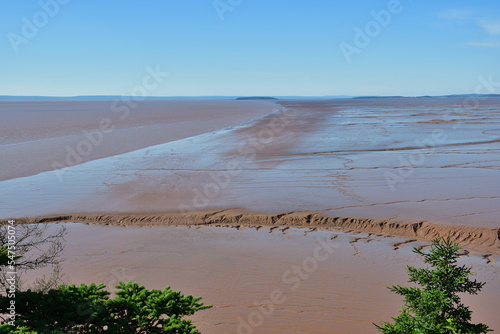 New Brunswick Hopewell Rock area at low tide. Exposed ocean floor mud at low tide.
