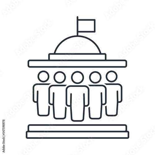 Political Party . Public administration. Vector linear icon isolated on white background.
