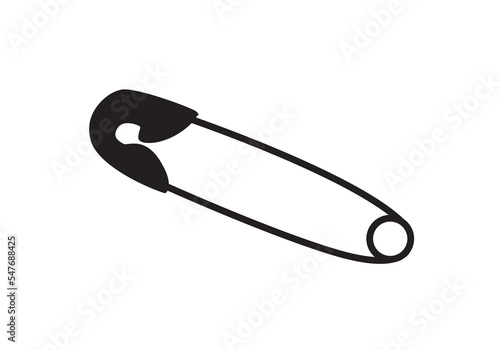Safety pin vector isolated on white. Metal pin silhouette.
