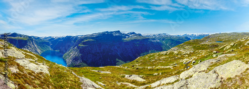 Ringedalsvatnet lake summer panorama (Odda, Norway)