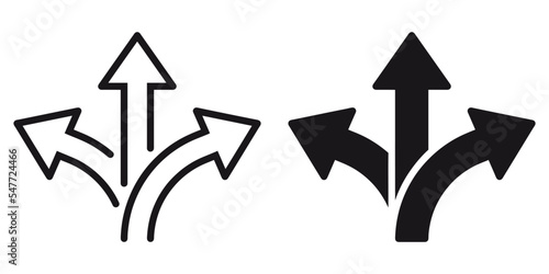 ofvs232 OutlineFilledVectorSign ofvs - way direction arrow vector icon . isolated transparent . decision . start road sign . black outline and filled version . AI 10 / EPS 10 . g11572