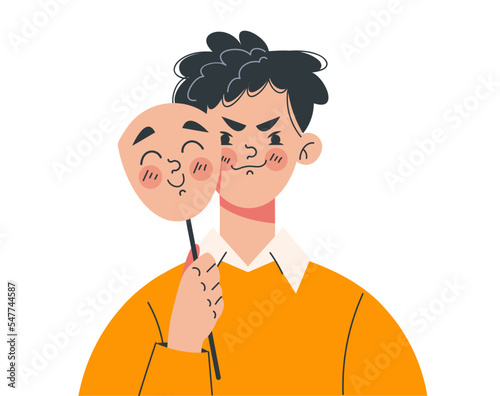Bad people characters wear good mask concept. Vector graphic design illustration element