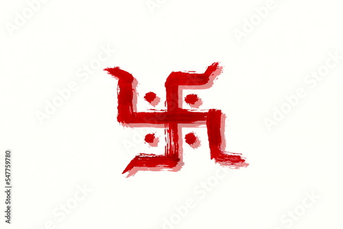 indian hindu religious spiritual symbol swastik or swastica use for blessing,luck,god worship,marriage,ganesh puja and other religion work,white background