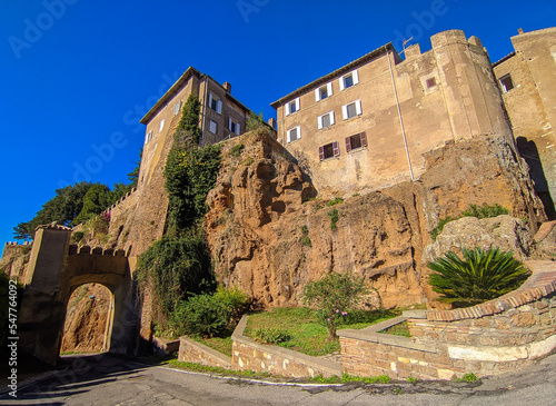 View of Ceri, a little medieval village built on a tuff rock near Rome in Lazio Italy