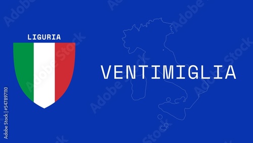 Ventimiglia: Illustration mit dem Ortsnamen der italienischen Stadt Ventimiglia in der Region Liguria