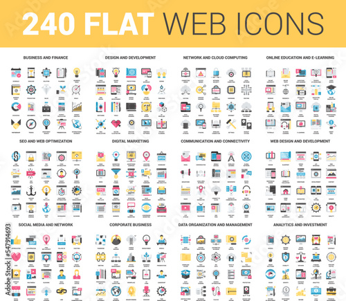 Vector set of 240 64X64 pixel perfect flat web icons. Fully editable and easy to use.