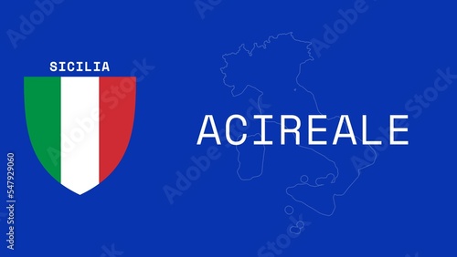 Acireale: Illustration mit dem Ortsnamen der italienischen Stadt Acireale in der Region Sicilia