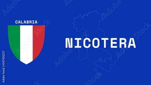 Nicotera: Illustration mit dem Ortsnamen der italienischen Stadt Nicotera in der Region Calabria