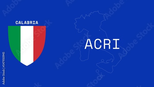 Acri: Illustration mit dem Ortsnamen der italienischen Stadt Acri in der Region Calabria