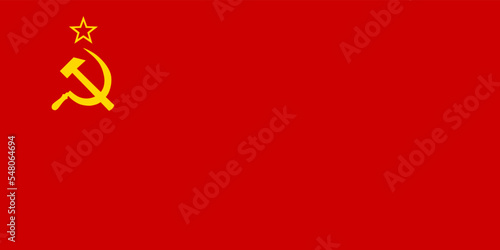 Flag of USSR vector illustration isolated. Hammer and sickle symbol of communism coat of arms. Soviet union flag, SSSR symbol. Russian federation history. WW2 Winner, proud symbol of Russia legacy.