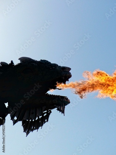 Calais, June 2021: Fire-breathing dragon robot - The Dragon Company