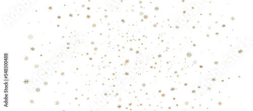 new year pattern. Christmas theme, golden openwork shiny snowflakes, star, 3D rendering. png