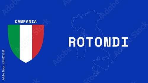Rotondi: Illustration mit dem Ortsnamen der italienischen Stadt Rotondi in der Region Campania