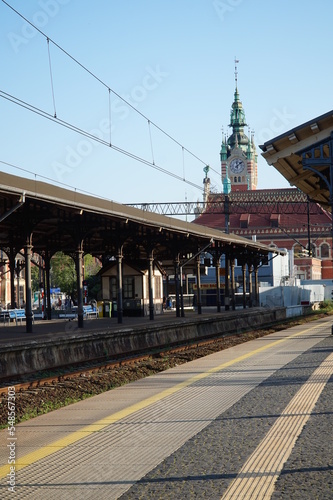 Platform at the central station of Gdansk in the afternoon.
