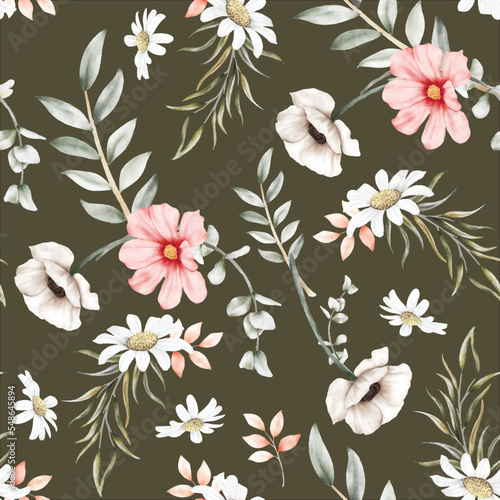 elegant tiny floral watercolor seamless pattern design