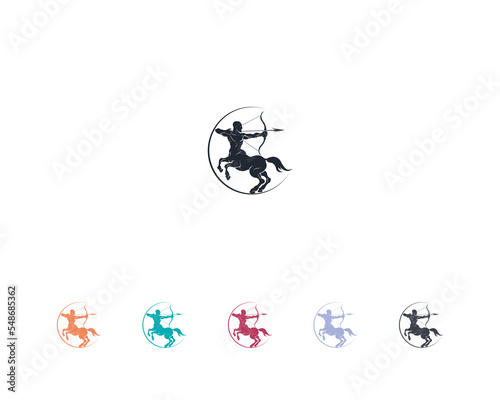 Centaur Archer, mythology creature, Sagitarius Zodiac Sign vector logo icon, fast arch logo from fast archer woman centaur vector for logo, sign, emblem or symbol graphic design vector illustration.