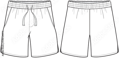 men's shorts technical cad drawing vector illustration