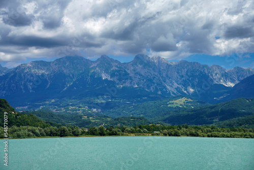 Lake of Santa Croce near Belluno at summer