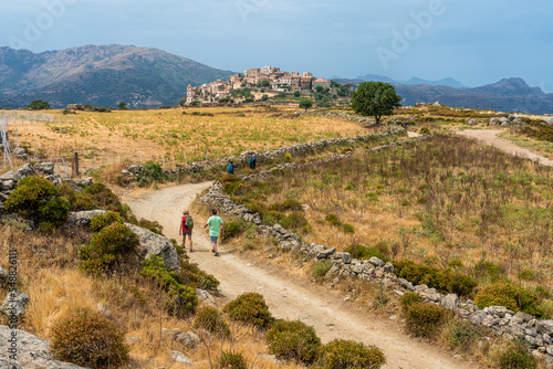 The beautiful village of Sant'Antonino on a summer morning, in Corse, France.