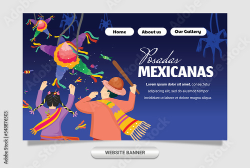 website landing page design template for mexicanas posadas festival