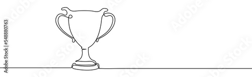 one line drawing of winner trophy minimalism object design vector illustration