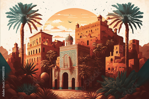 Morocco Landmarks Illustration