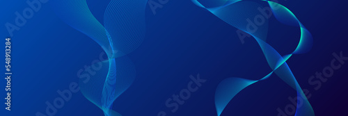 Abstract modern blue gradient background with glowing wavy lines. Futuristic technology concept. Dynamic waves elements. Shiny blue wave lines. Suit for poster, banner, flyer, brochure, website