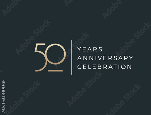 Fifty years celebration event. 50 years anniversary sign. Vector design template. 