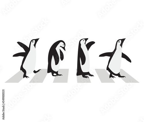 Cute penguins with crosswalk cartoon
