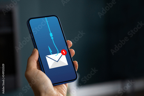 Phishing bait alert concept on a smartphone screen