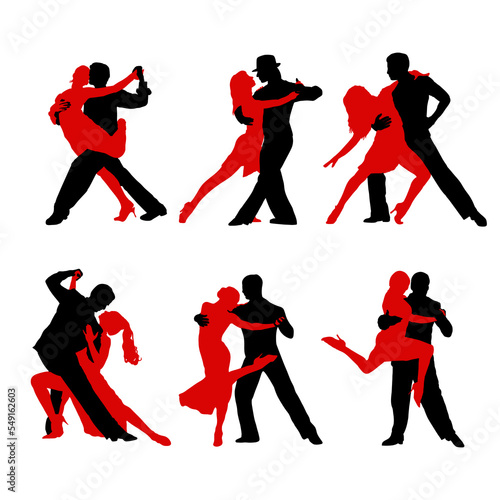The set of silhouettes of the tango dance is very beautiful