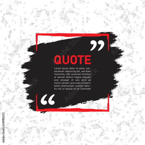 Modern communication quote frame on white with abstract red and black brush stroke