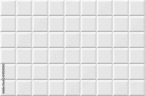 White metro tiles seamless background. Subway brick pattern for kitchen, bathroom or outdoor architecture vector illustration. Glossy building interior design tiled material.