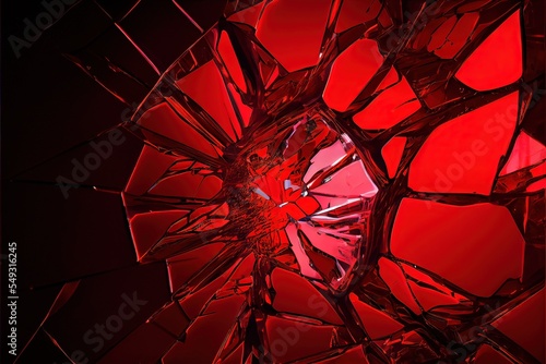 Computer generated image of abstract red shattered glass pattern. Chaotic, messy, and intricate red pattern for wallpaper background