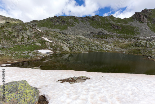 View of Ziule lake in Aosta valley