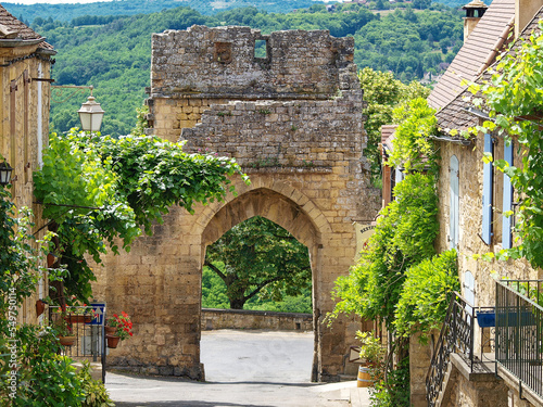 Majestic Bastide of Domme and medieval town of Périgord Noir - View to Delbos Gate (Porte de Delbos)