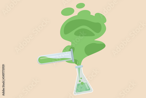 Pour the chemical liquid into a glass or tube. Concept of scientist activity in laboratory. Flat vector illustrations isolated on white background.