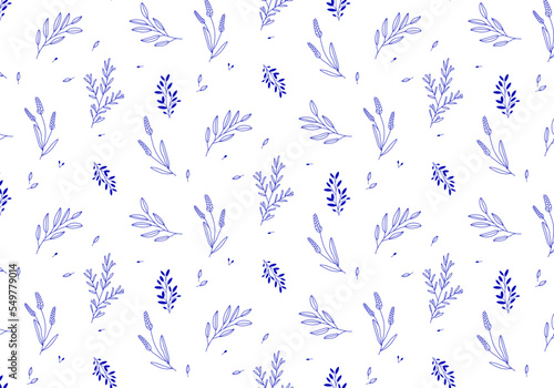 Seamless floral pattern. Simple Vector hand drawn illustration.