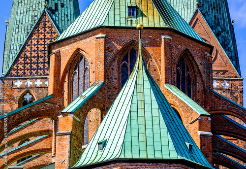 historic buildings at the old town of Lübeck