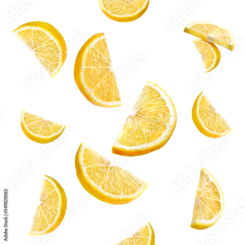 slices of lemon on a white background