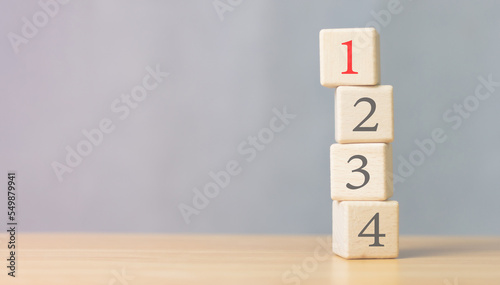 management concept Priority of any activity Set the priority of tasks Organize your to-dos. wooden cubes with numbers 1, 2, 3 and 4
