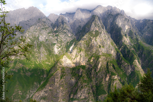 Horizontal image of the beautiful Tiger leaping gorge canyon 60 kilometers north of Lijiang city in China