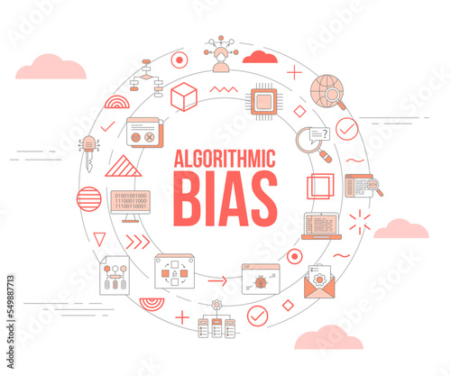algorithmic bias concept with icon set template banner and circle round shape