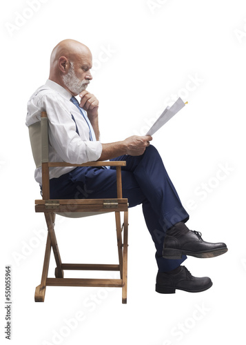 PNG file no background Professional actor reading a screenplay