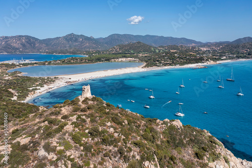 Aerial view of Spiaggia di Porto Giunco, Sardinia