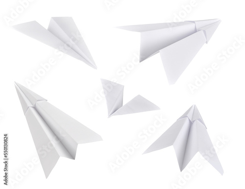 Set of paper planes. Isolated on white background