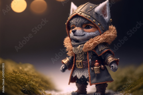 Tiny cute and adorable Wolf as adventurer dressed in christmas outfit,digital art,illustration,Design