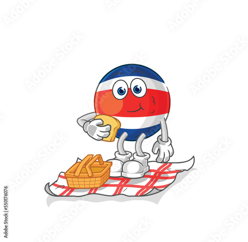 costa rica on a picnic cartoon. cartoon mascot vector