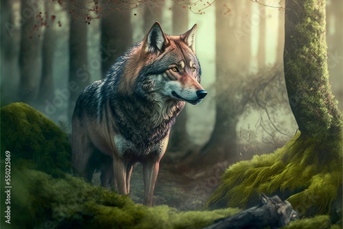 Fantasy wolf in the forest