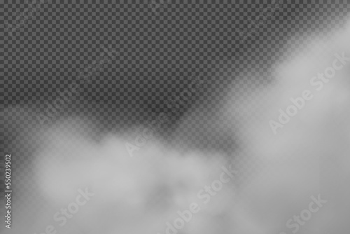 White vector cloudiness ,fog or smoke on dark checkered background.Cloudy sky or smog over the city.Vector illustration.